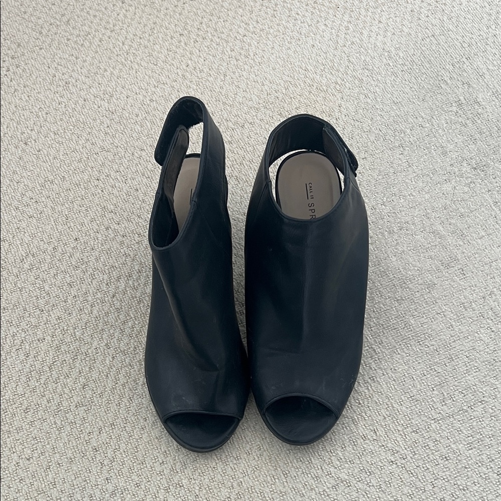 Call It Spring Black Peep-Toe Mules